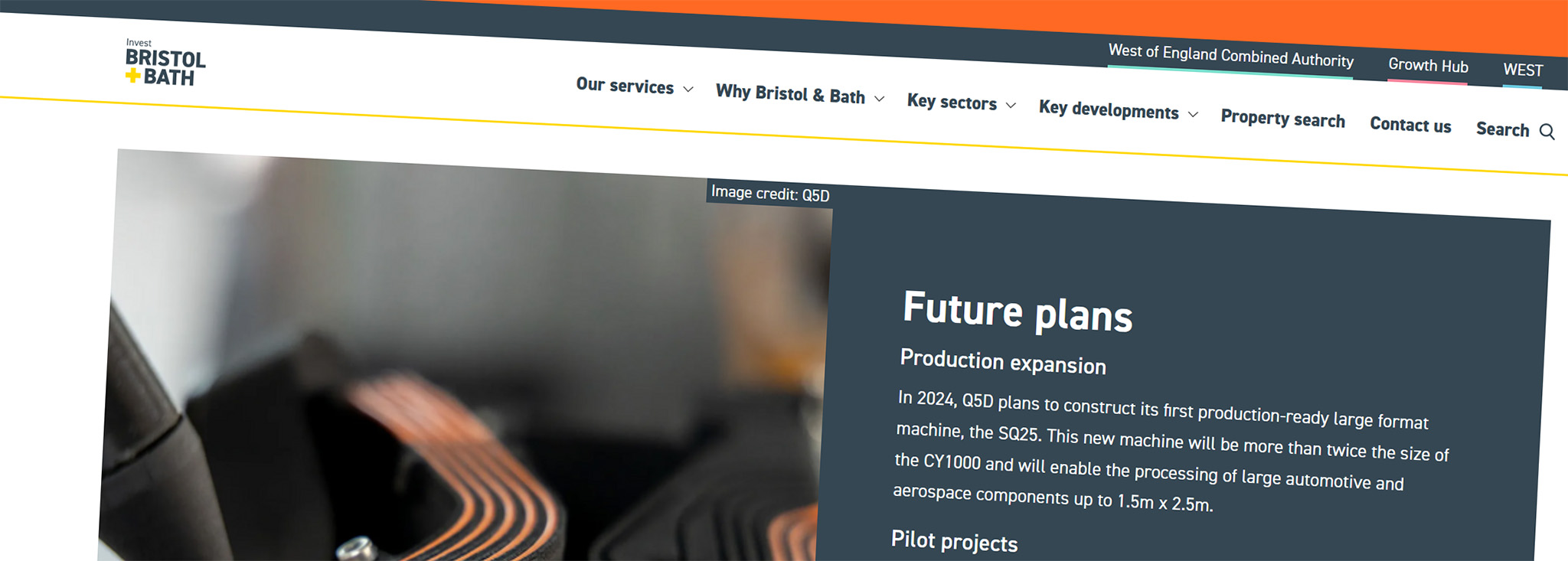 Screengrab of invest bath and bristol case study on Q5D