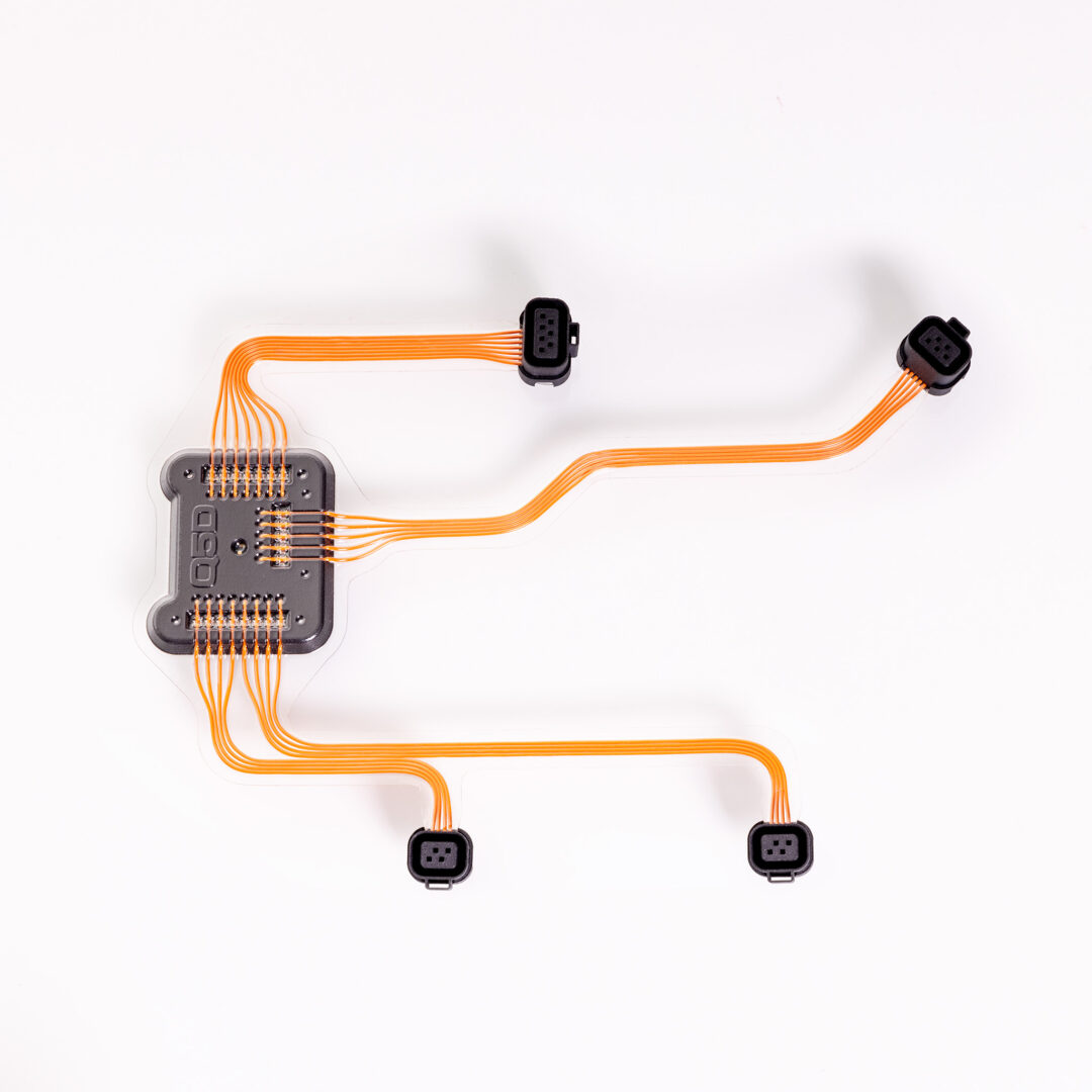 A flat flexible harness produced using Q5D machinery