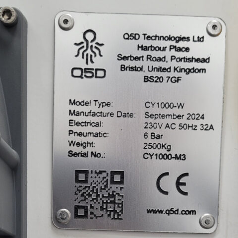 A close up of a registration plate for CY10W showing CE marking