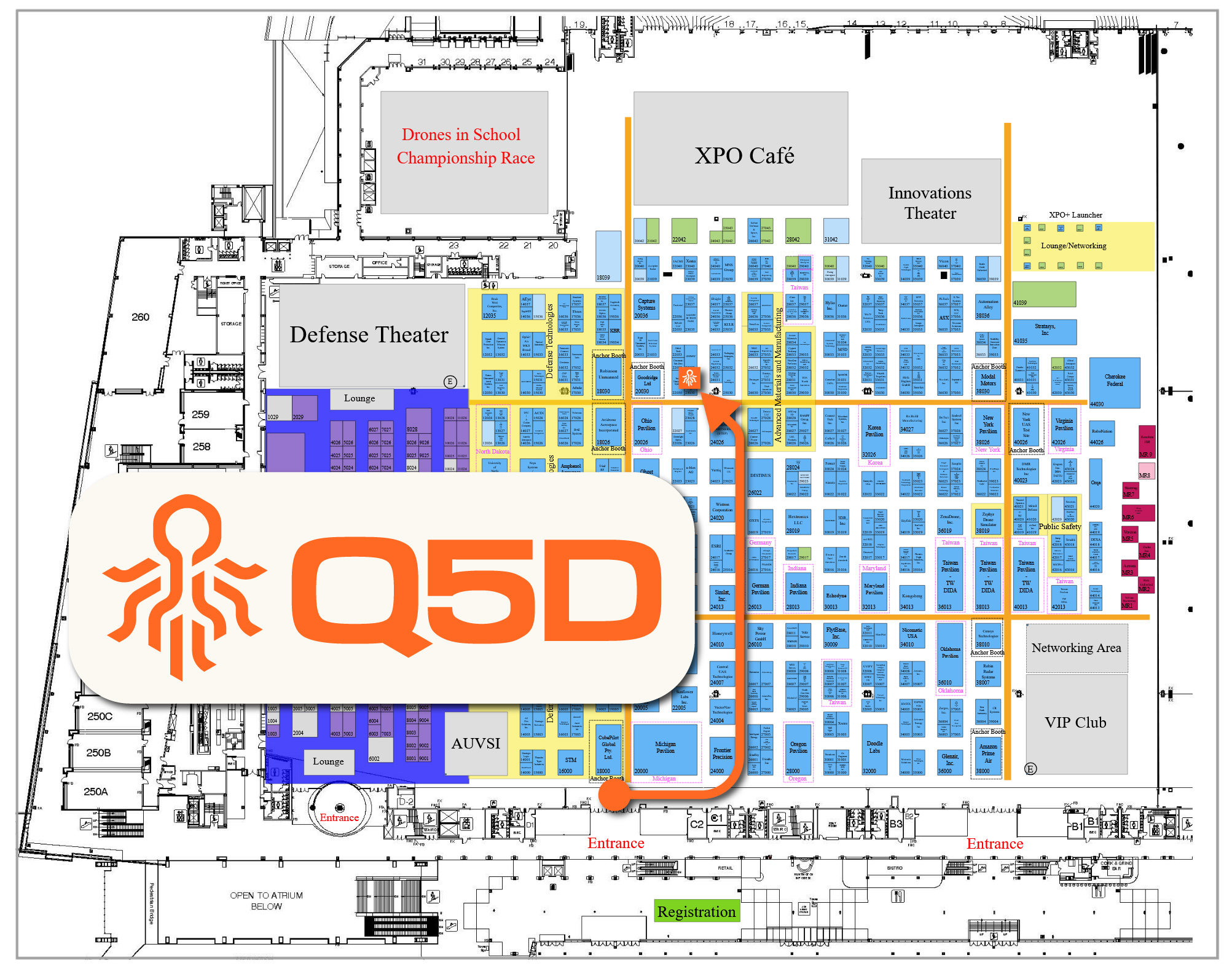 Map image showing Q5D booth location